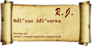 Rózsa Jávorka névjegykártya